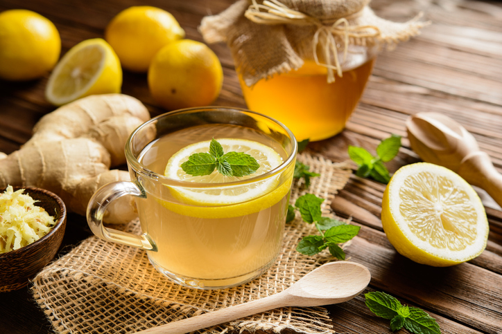 Herbal tea with lemon and honey