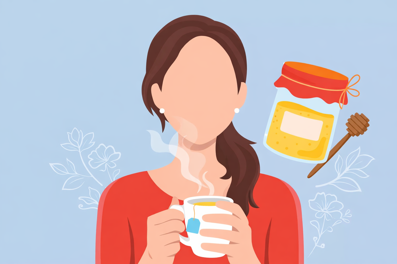 Cup of herbal tea with honey and lemon